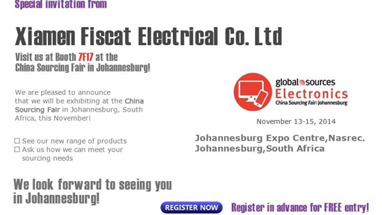 Fiscat deltager i Global Source Electronics i Johannesburg Sydafrika 11.-19. november 2014